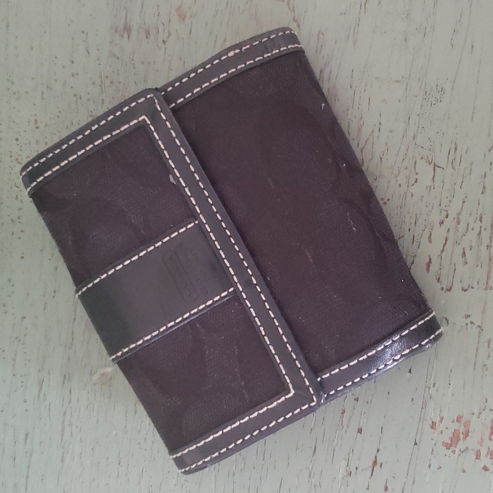Coach Black Monogram Canvas Leather Wallet